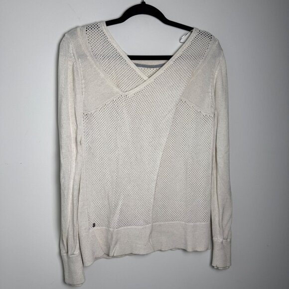Lululemon Sweater Cashmere Blend Sunset Savasana Pullover Heathered White Med - Picture 7 of 14